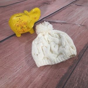 Snow Bunny Cable Knit Beanie Hat with Pom Pom